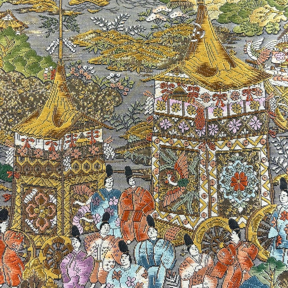 ちゃ様　H2307★ 着物淡雪 ★ 正絹　全通袋帯　京洛時代祭還幸絵巻　24金箔 ちゃ様 H2307☆ 着物淡雪 ☆ 正絹 全通袋帯 京洛時代祭還幸絵巻 24金箔