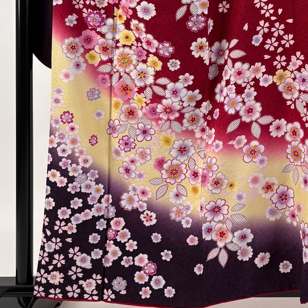 美品】 振袖 身丈161.5cm 裄丈69.5cm L 袷 袋帯フルセット 桜 金糸