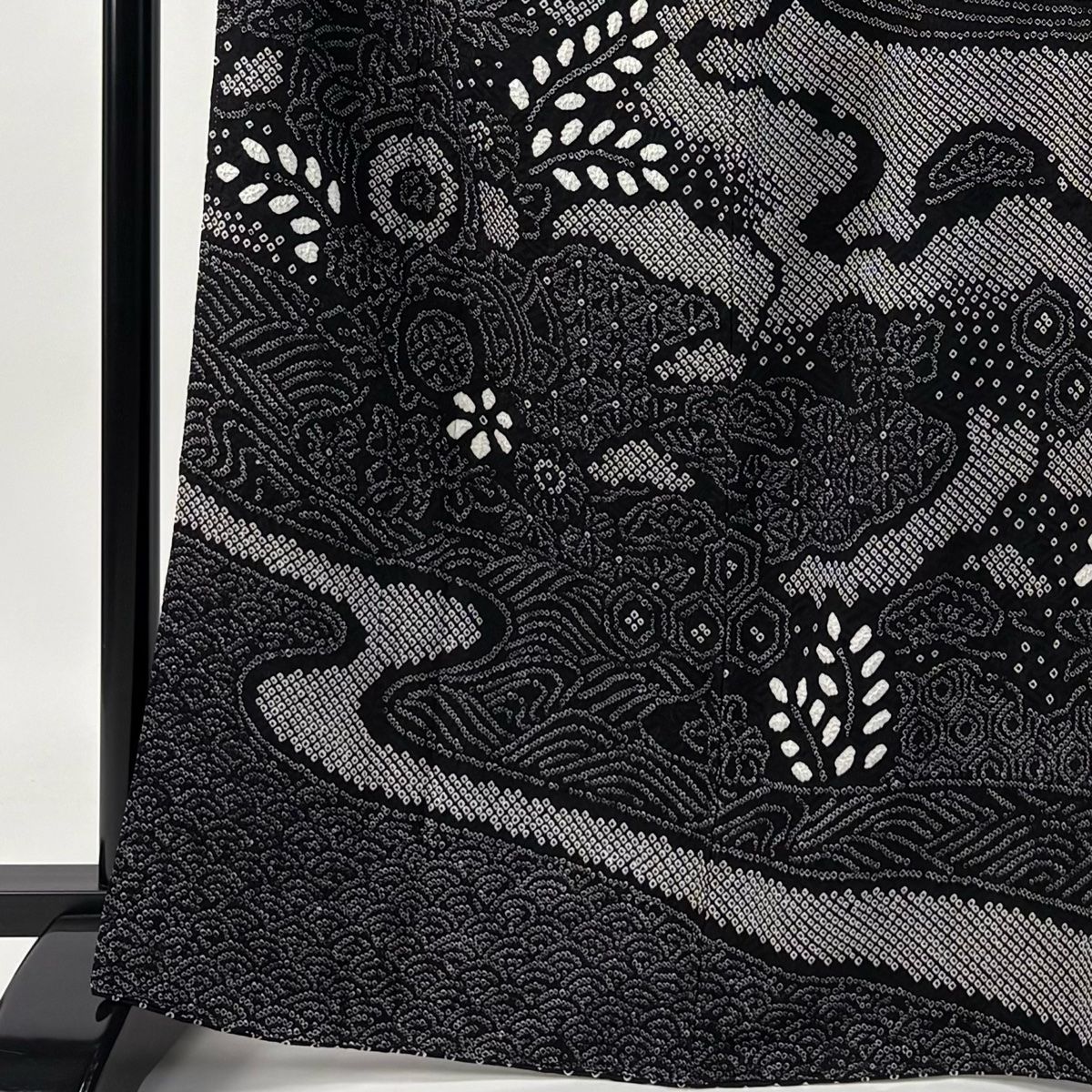 訪問着 身丈167 cm 裄丈67 M 袷 袋帯セット 流水 鼓 絞り 黒 正絹 秀品