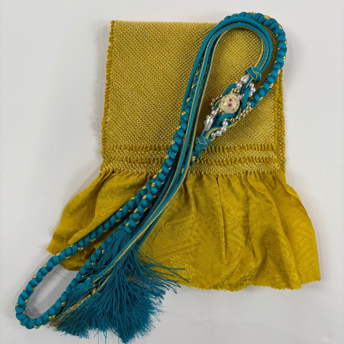  振袖 身丈162.5 cm 裄丈67.5 L 袷 袋帯フルセット 桜 流水 箔 金彩 赤 正絹 秀品 振袖 着物