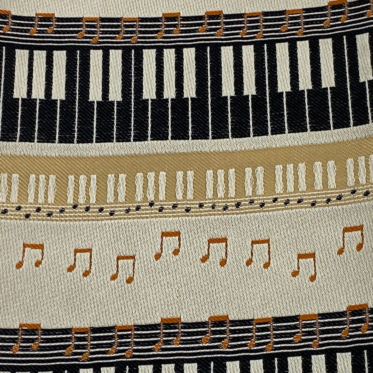 半幅帯 優品 鍵盤 音符 ベージュ 化繊