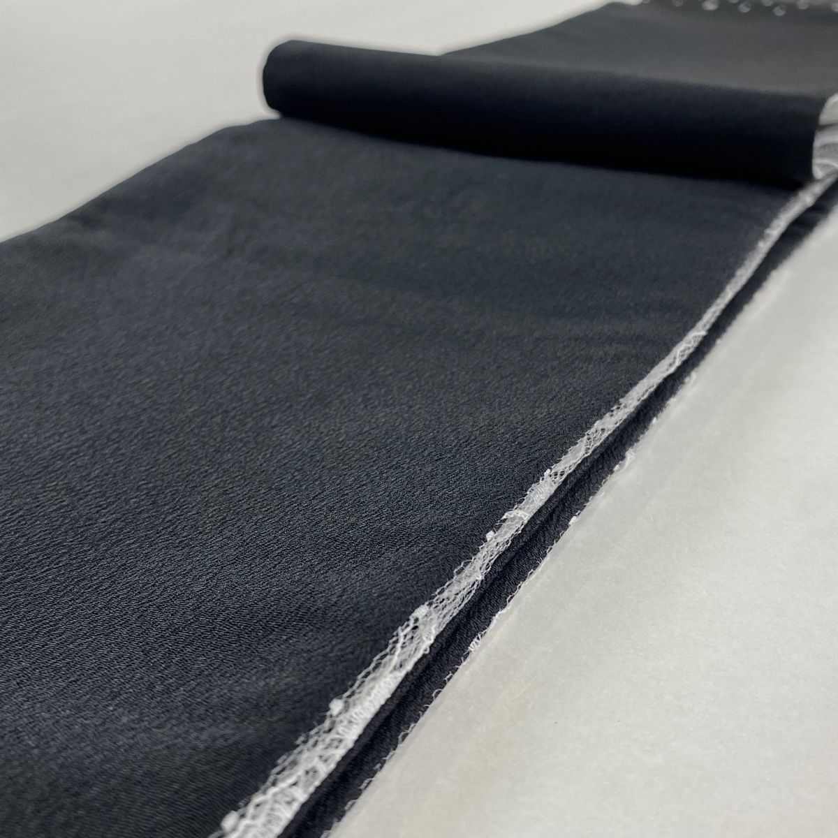  半幅帯 優品 ハート ドット レース 黒 化繊 半巾 半幅 小袋帯 帯