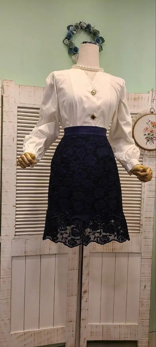 サンドロ XS ネイビー レーススカート