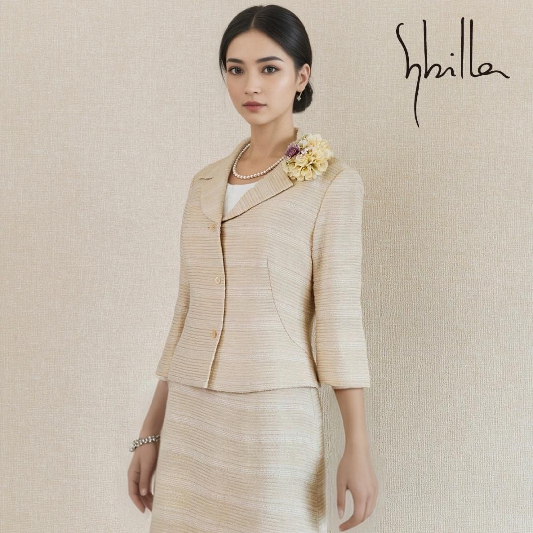 当日発送 シビラ セレモニー M ボーダー柄 サマーツイード