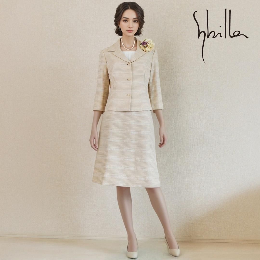 当日発送 シビラ セレモニー M ボーダー柄 サマーツイード