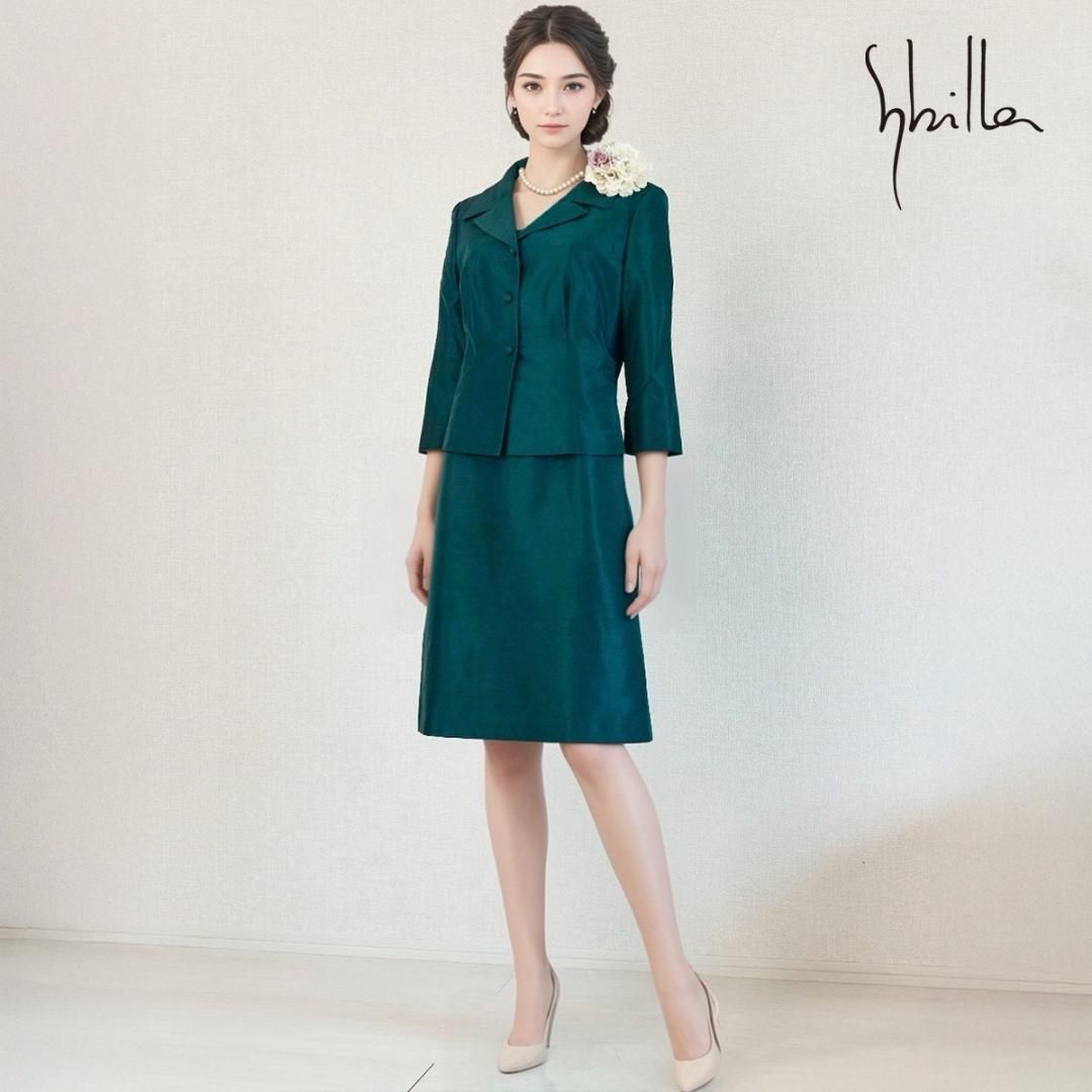 当日発送 シビラ セレモニー M グリーン シャンタン生地