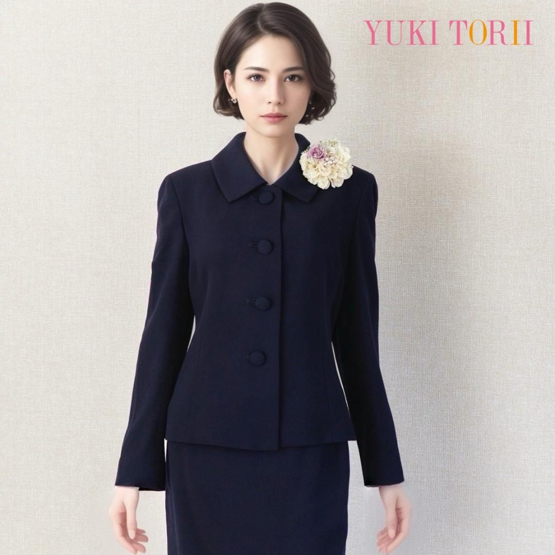 EFuku様ご依頼分　YUKI TORII　サイズ40　紺色お受験スーツ 縁起物】濃紺 お受験スーツ 9号 YUKI TORII - メルカリ