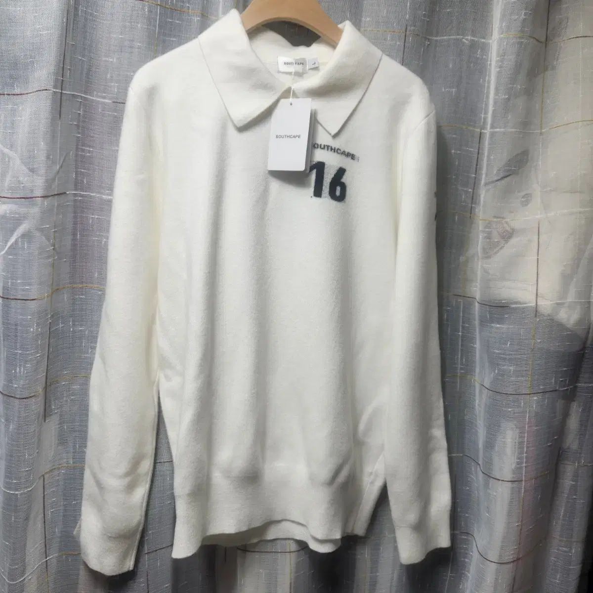 SOUTH CAPE 白 16 ニット ポロTシャツ L