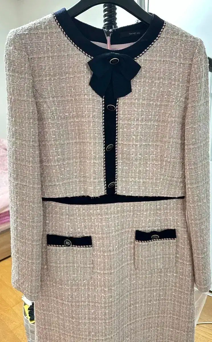 KENNETH LADY ケネスレディー ツイード ONE PIECE ピンク