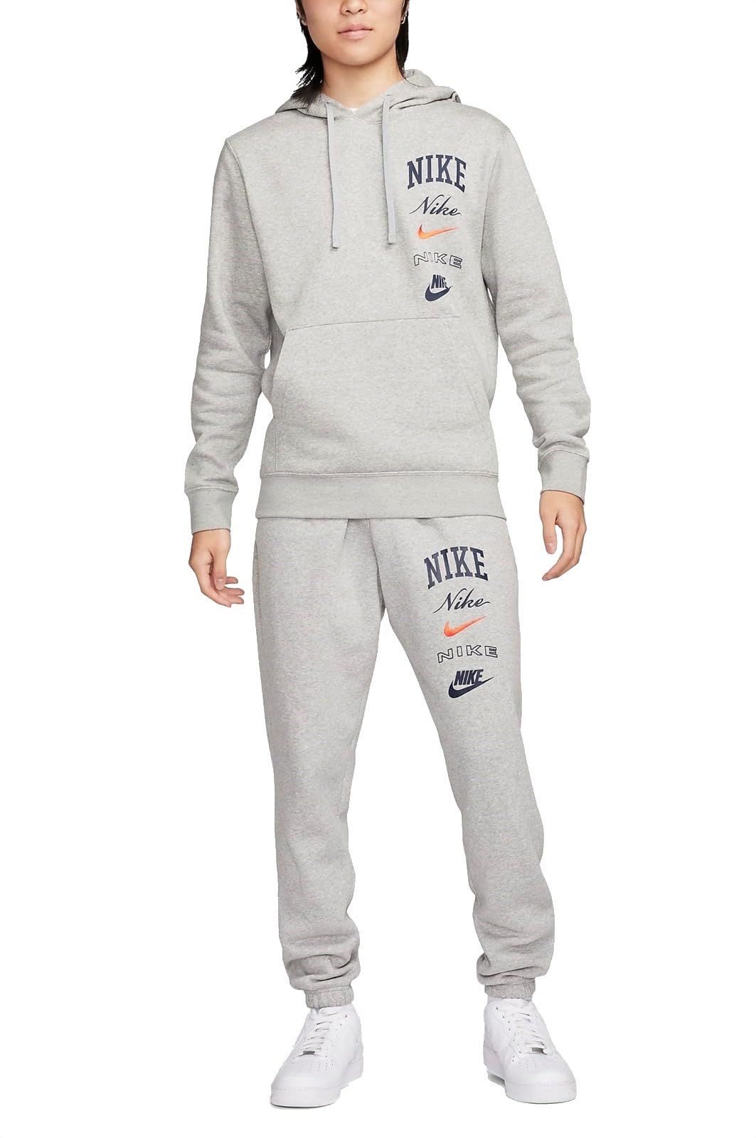 ナイキ 上下セット スウェット フリース プルオーバー フーディー パーカー スウェットパンツ クラブBB ダークグレーヘザー ライトスモークグレー セーフティオレンジ FN 2635 063 2644 正 M