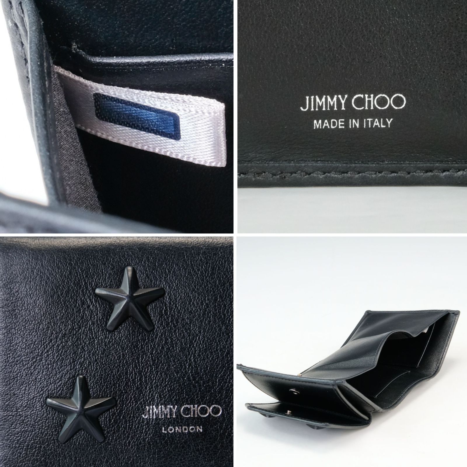 未使用級】JIMMY CHOO ジミーチュウ 三つ折り財布 スタースタッズ