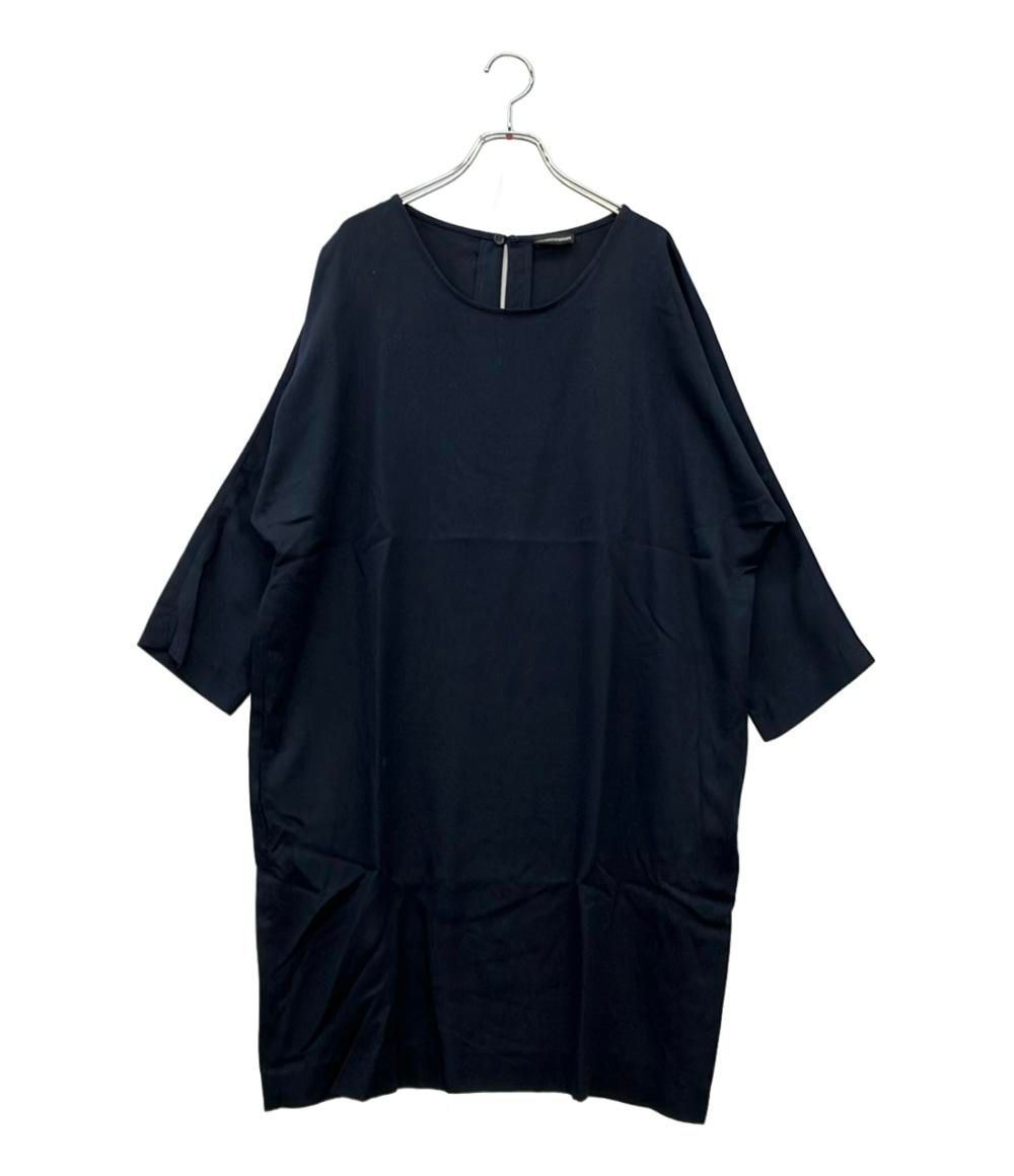 EMPORIO ARMANI ワンピース 七分袖 ネイビー エンポリオ・アルマーニ 7分袖ワンピース 無地 SIZE 42 (L) Emporio