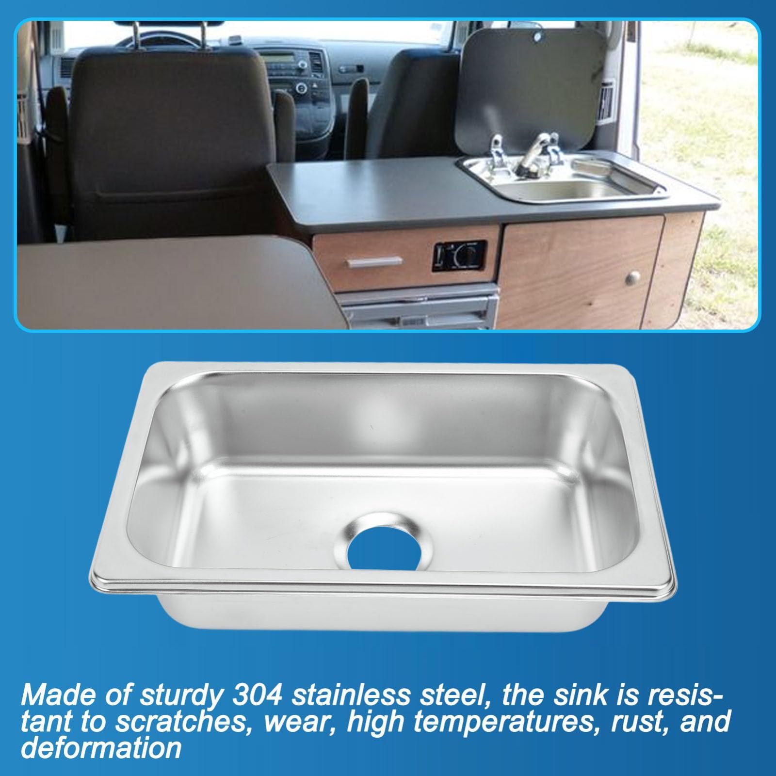 RV 304 ステンレス鋼のシンク、錆びにくい大容量 RV 手洗い洗面器