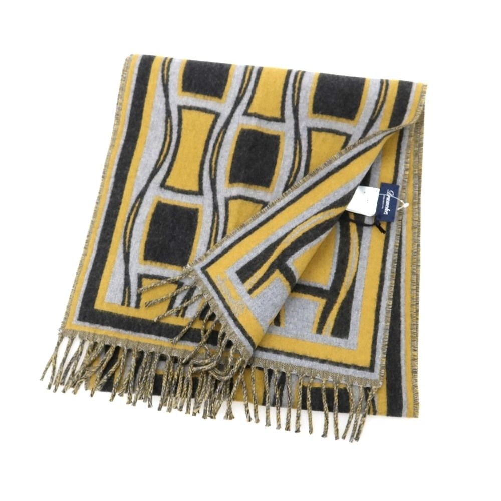 ドルモア DRUMOHR ウール マフラー グレーxイエロー メンズ