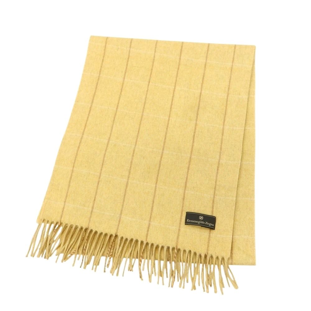 エルメネジルドゼニア Ermenegildo Zegna カシミヤ チェック マフラー イエロー メンズ