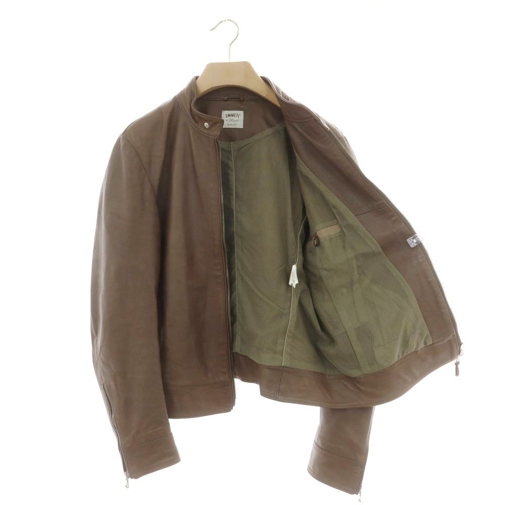 シングルライダースジャケット ブラウン