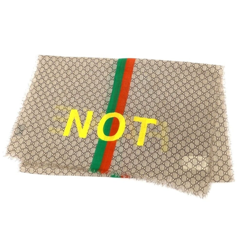 グッチ GUCCI FAKE NOT ウール ストール グレーベージュ メンズ