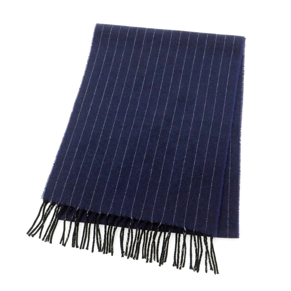 チェーザレ ガッティ Cesare Gatti カシミヤ ピンストライプ マフラー ネイビーxホワイト メンズ