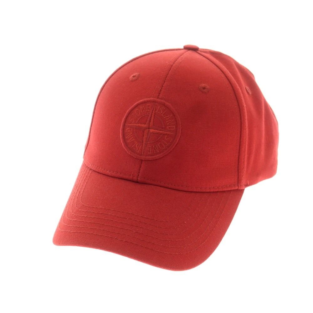 ストーンアイランド STONE ISLAND コットン ベースボールキャップ レッド サイズL メンズ