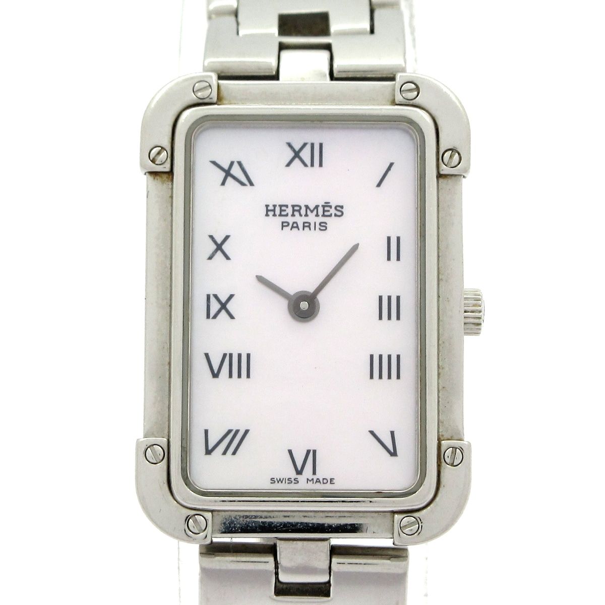 HERMES エルメス 腕時計 クロアジュール CR2.210 レディース SS シェル文字盤 ピンクシェル