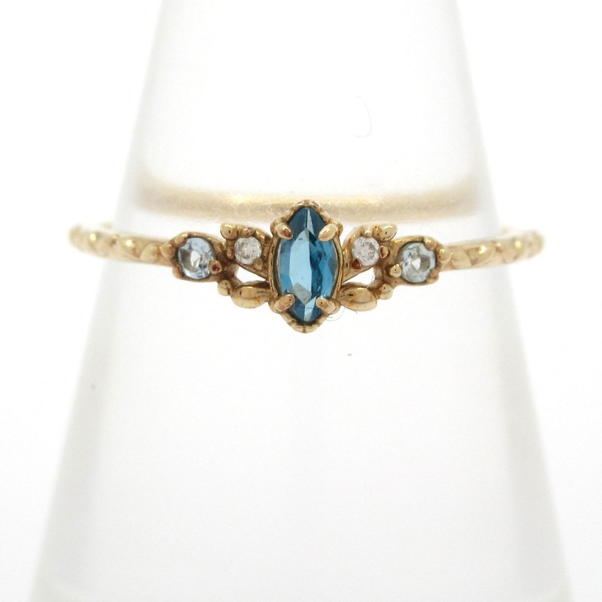 NOJESS ノジェス リング K10YG×ダイヤモンド×ライトブルー 総重量 0.9g 0.01刻印