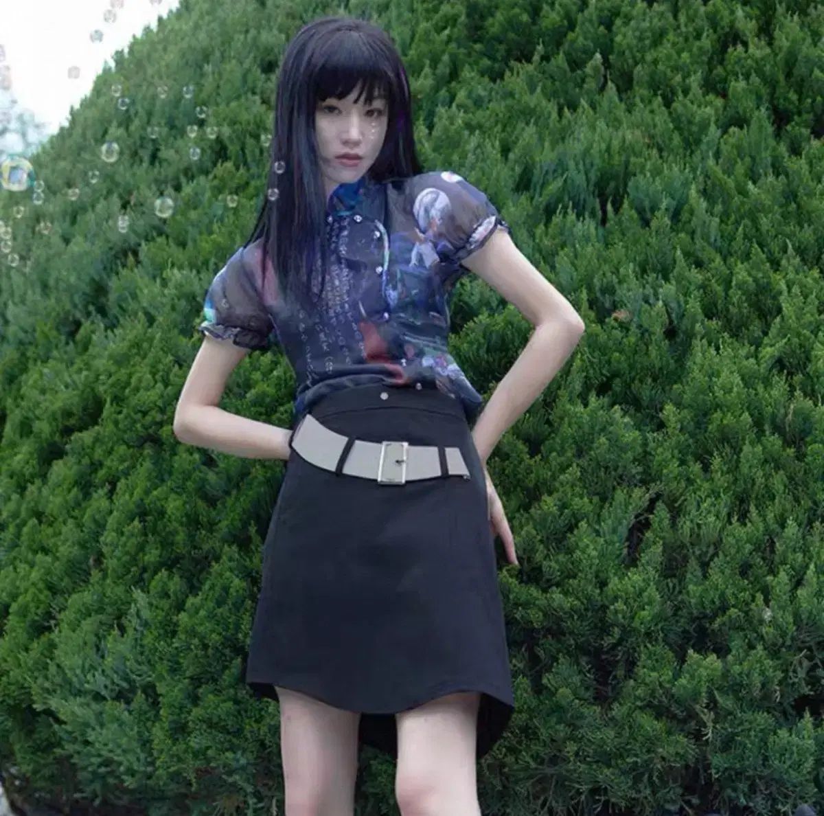  日本ヴィンテージ チャイナドレス Tシャツ パウニング133 ヴィンテージクルー y 2 k パンクコーデ 半袖(Tシャツ) Tシャツ カットソー