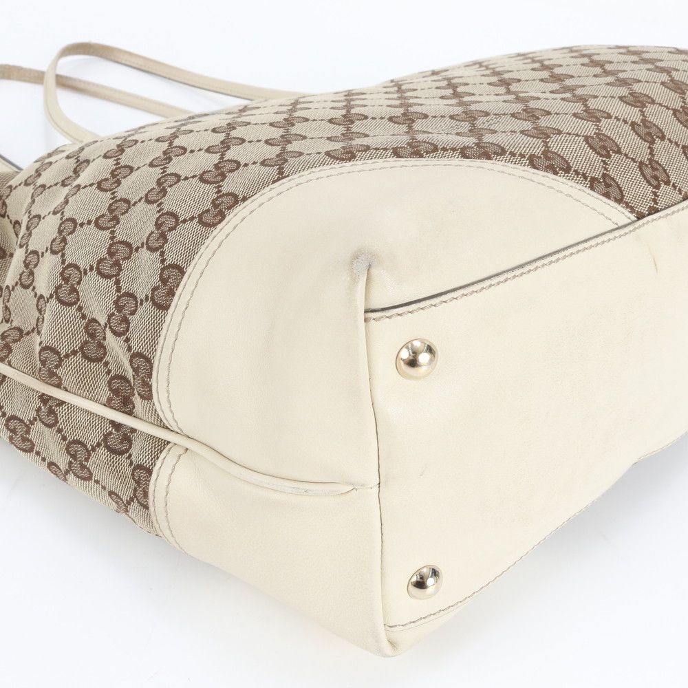 美品 グッチ GG キャンバス ニューブリット レザー トート バッグ