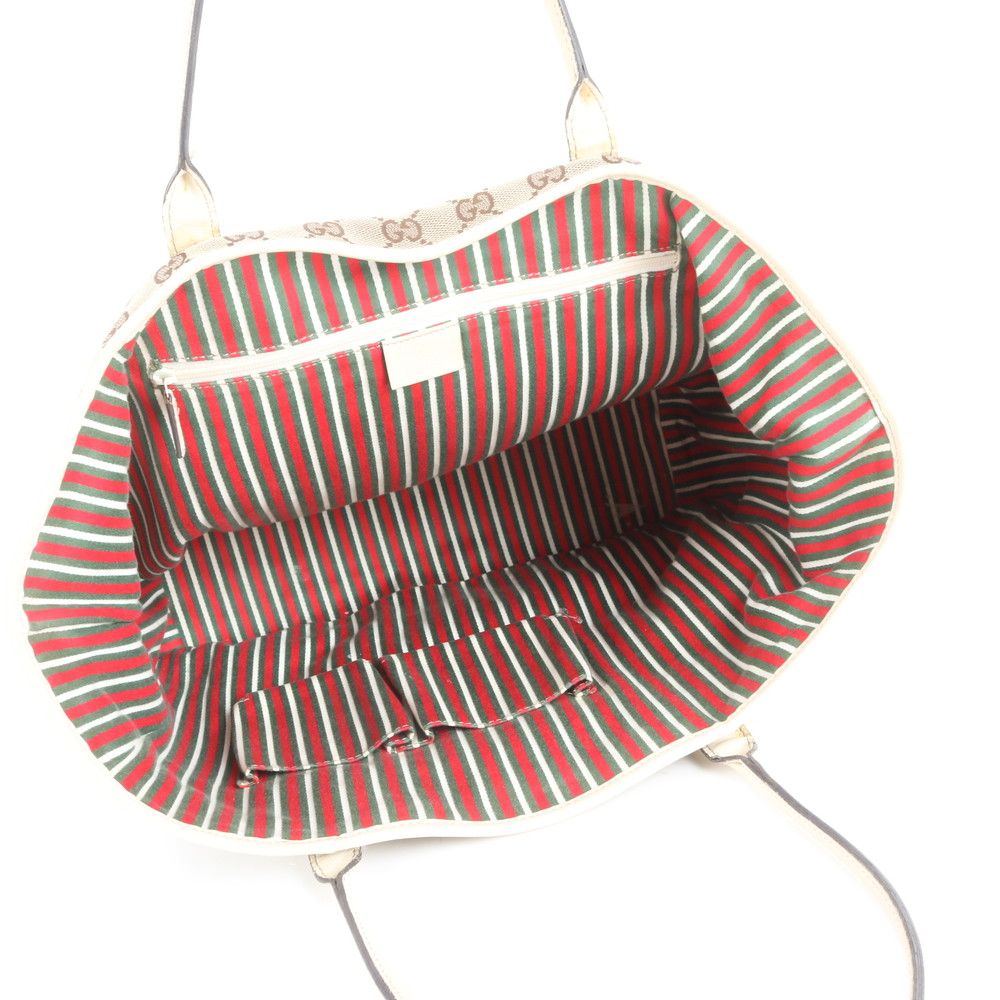 美品 グッチ GG キャンバス ニューブリット レザー トート バッグ