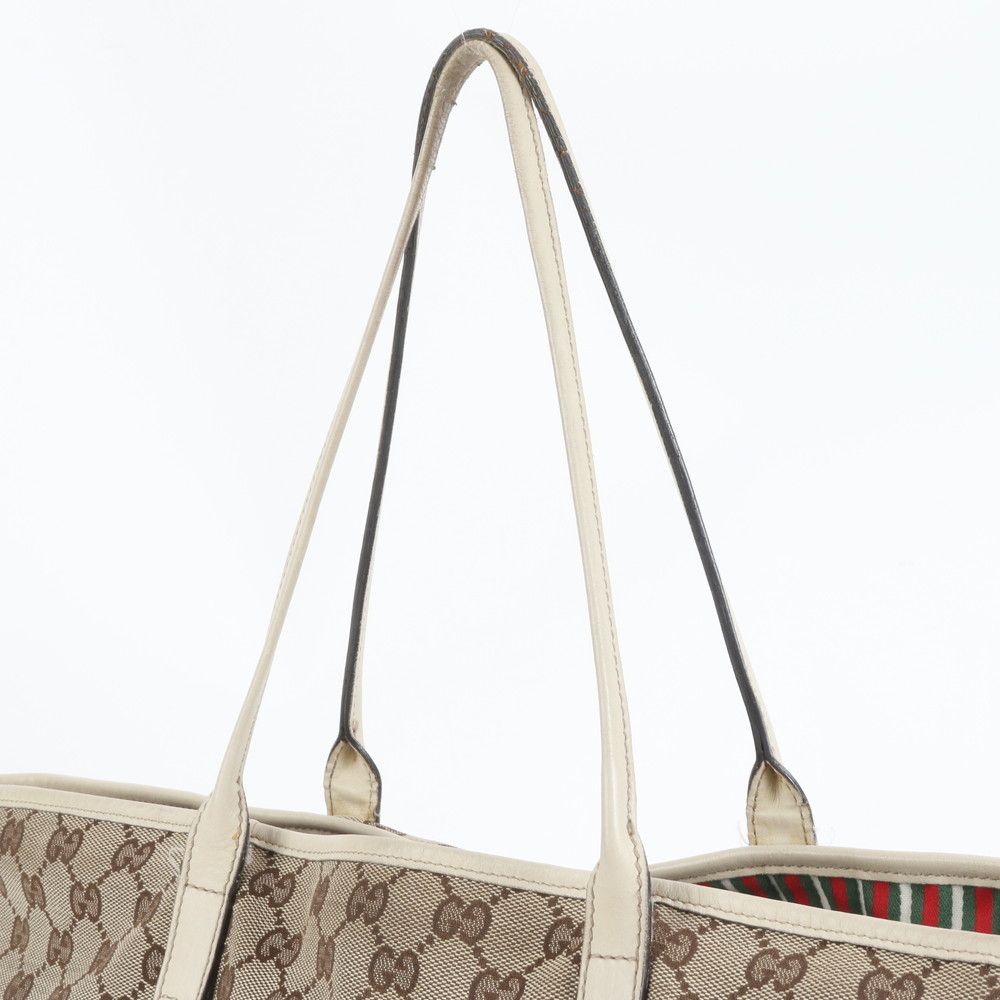 美品 グッチ GG キャンバス ニューブリット レザー トート バッグ