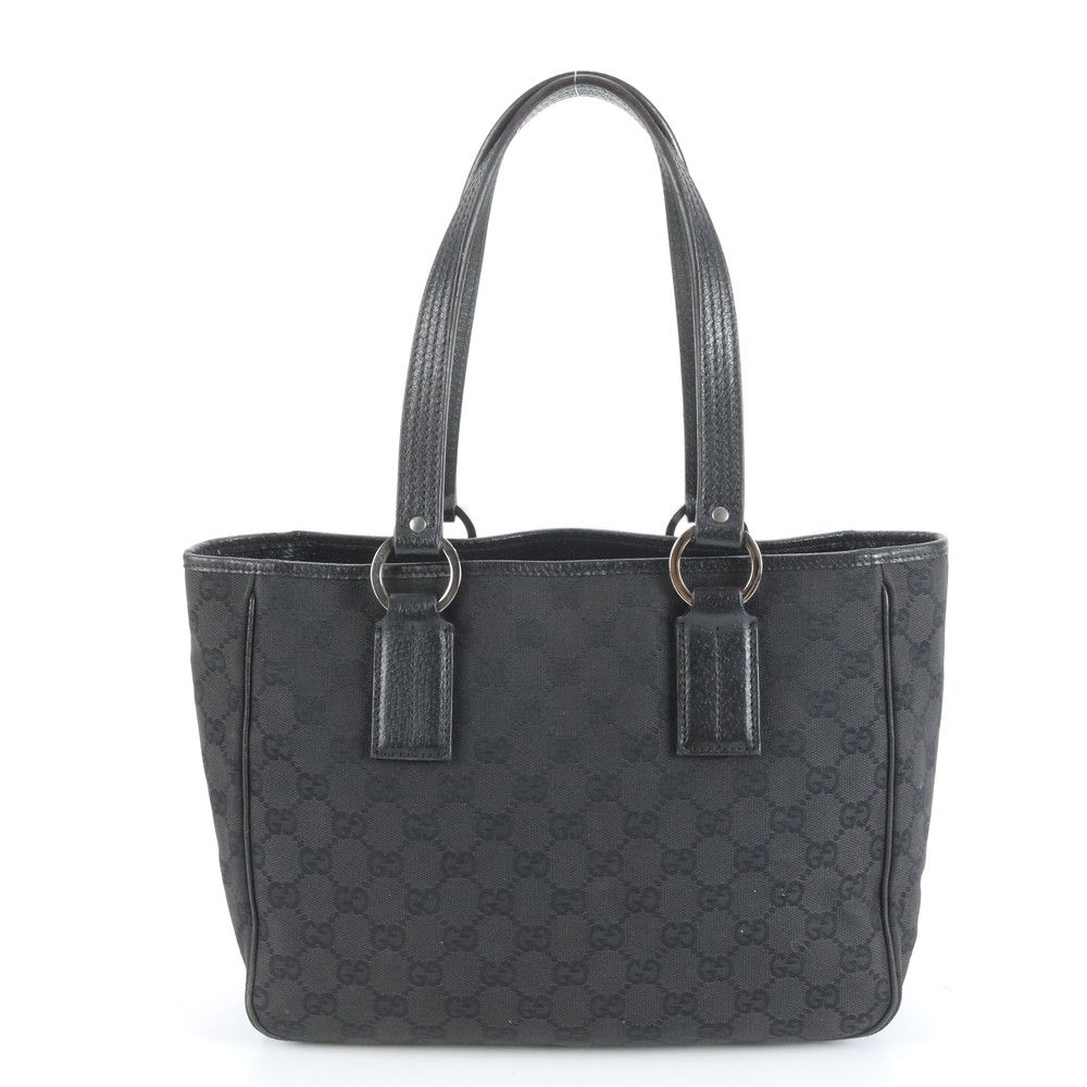 美品 GUCCI GGキャンバス トートバッグ レザー ブラック A4 肩掛け 極美品 グッチ GG キャンバス レザー トート バッグ 肩掛け ショルダー