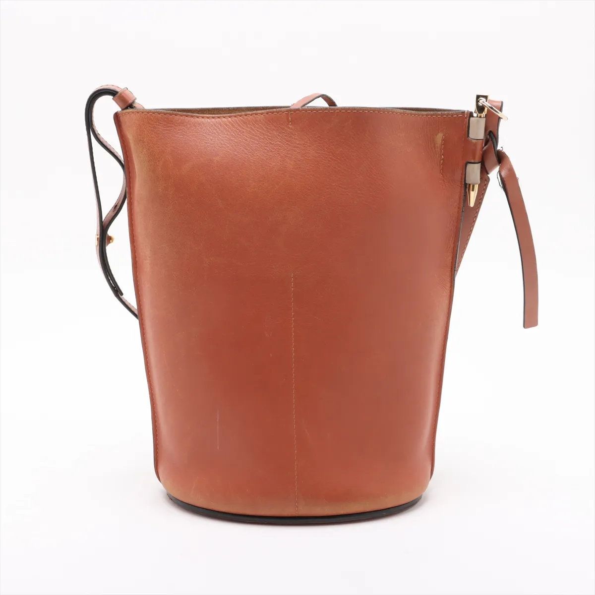 美品 ロエベ アナグラム ゲート バケット レザー ショルダーバッグ