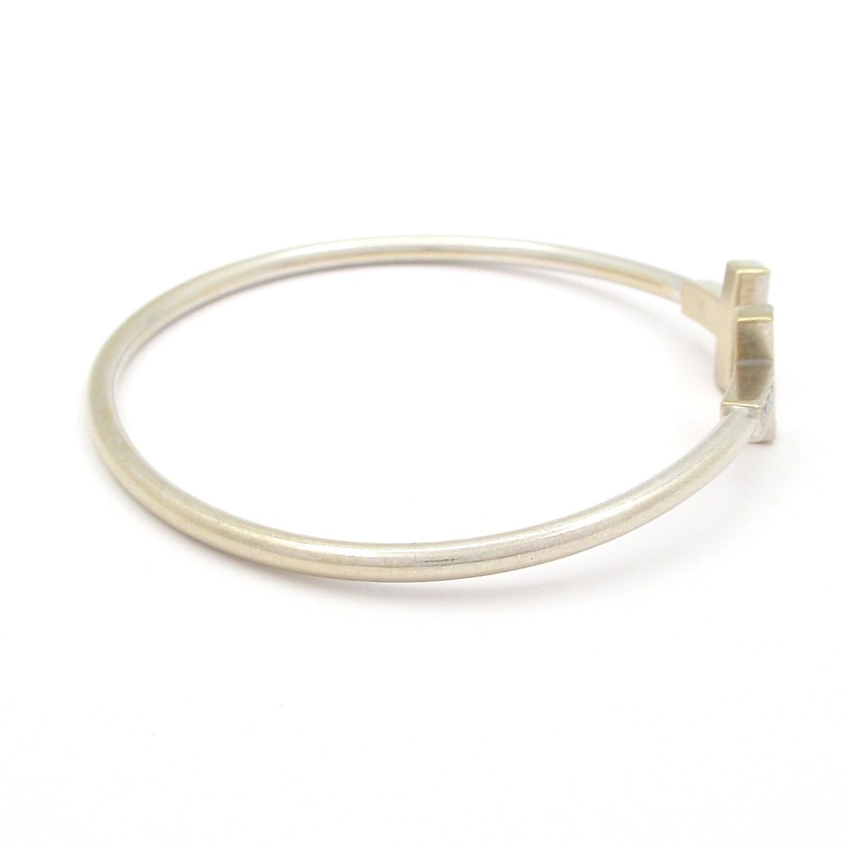 TIFFANY Co ティファニー バングル Tワイヤーブレスレット K 18 WG ダイヤモンド Pダイヤ