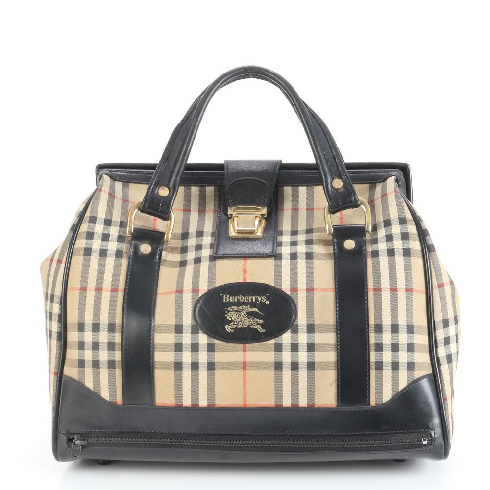 大容量】バーバリー ボストンバッグ 2way ノバチェック ホース PVC