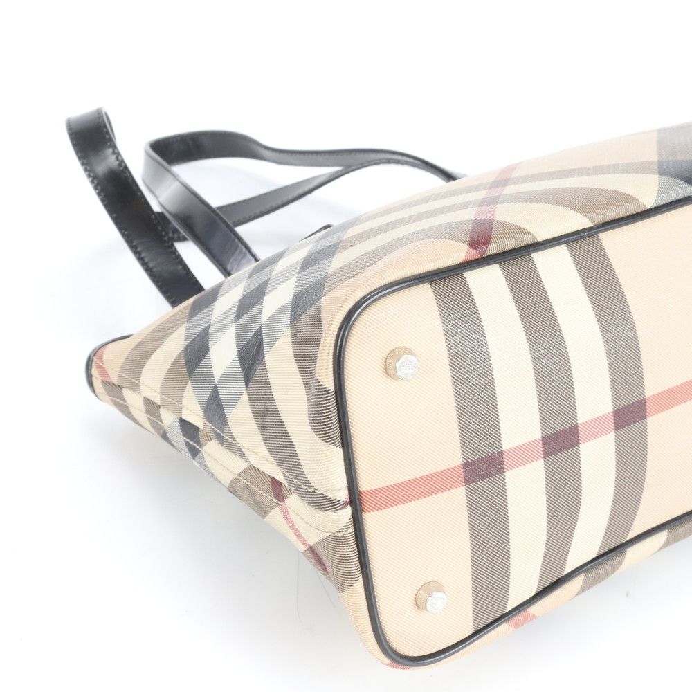 極美品 バーバリー ノバ チェック レザー トート バッグ 肩掛け