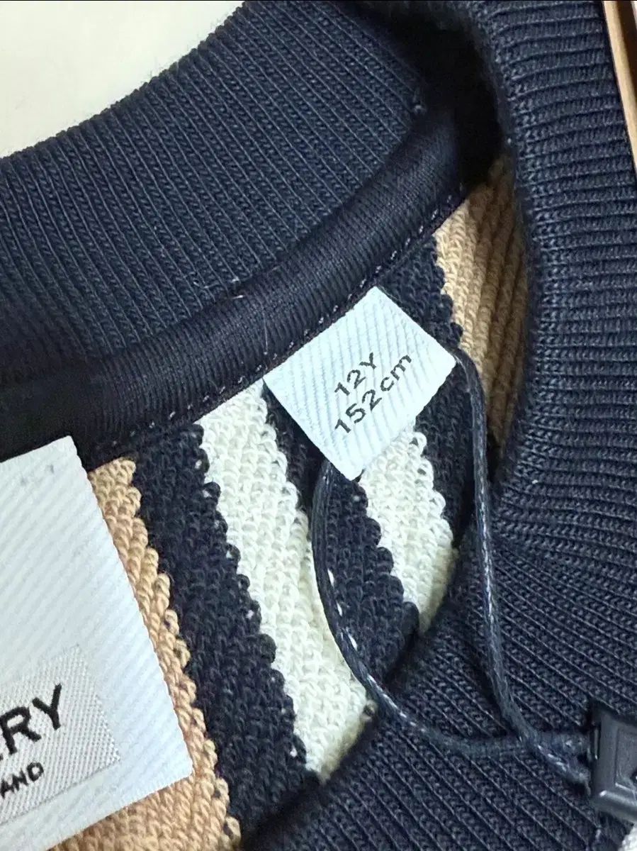 バーバリー キッズ コットン セーター ストライプ ドレス