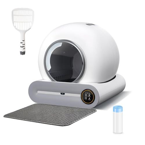 猫トイレ 自動 猫用品全自動猫トイレ 65 L 大容量 ロボット 猫砂マット 猫砂ライナー 猫砂スコップ 猫 トイレ 消臭 自動清掃 定期清掃 日本語説明書付き APP IOS Android対応