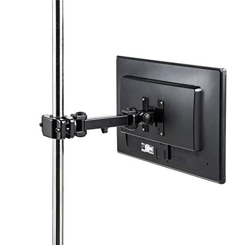 サンワダイレクト モニターアーム ポール取付 34インチ対応 高耐荷重15kg 水平3関節アーム 角度調整 回転 細支柱用 100-LA053