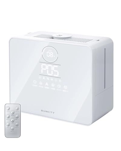 新型ハイブリッド式 超音波＆加熱 RUNCTY 加湿器 大容量 7 L 5段階加湿量調節 12 H切タイマー機能 スリープモード 静音 AIスマート 自動湿度調整 上から注水 アロマ対応 春夏秋冬 乾燥防止 花粉症対策 空焚き防止 省エネ リモコ