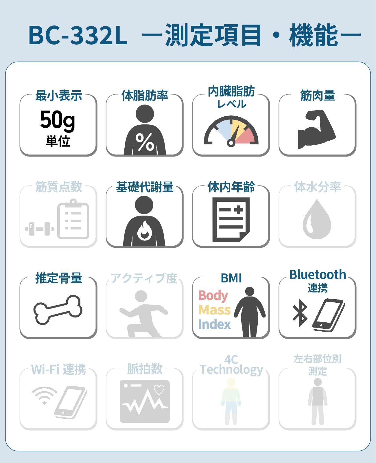 美容家電 タニタ 体重計 体組成計 スマホ連動 50g単位 バックライト BC 