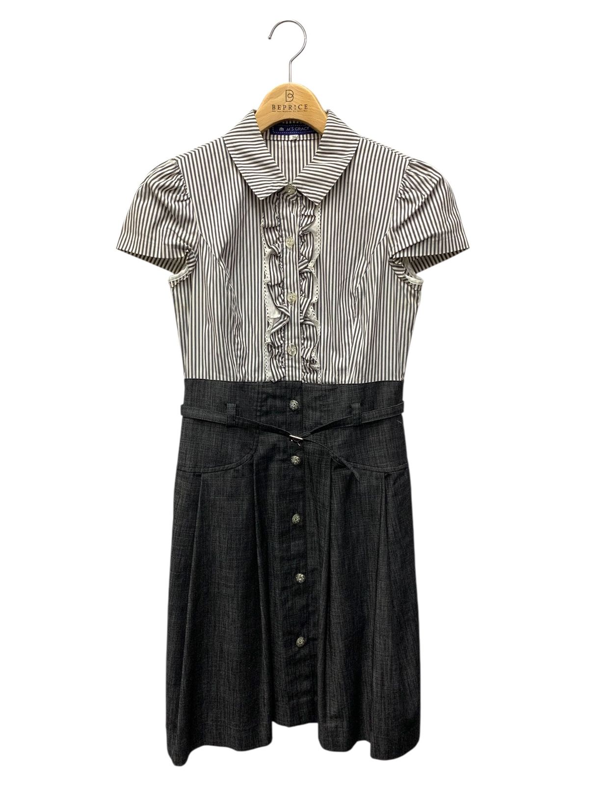 エムズグレイシー 421397 ワンピース 36 グレー 切替 デニム