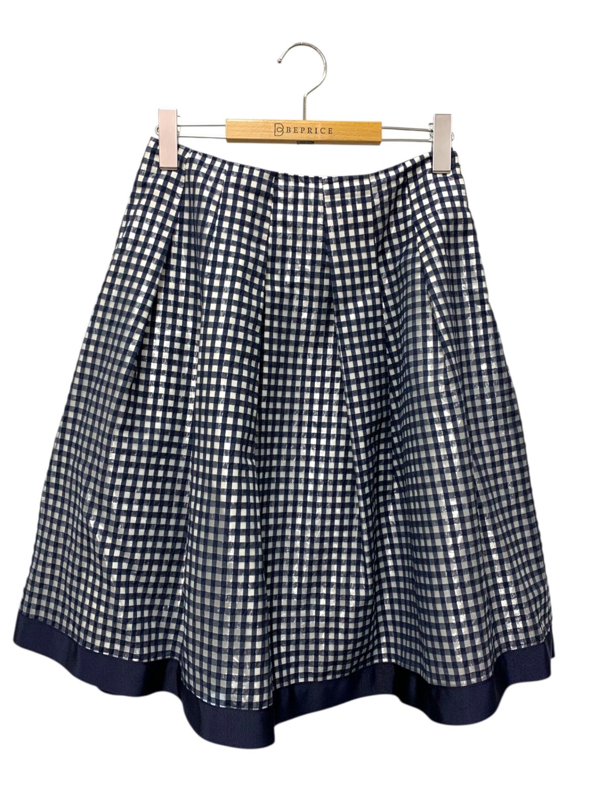 エムズグレイシー 517321 スカート 38 ブルー チェック ITY0MRCU9G68
