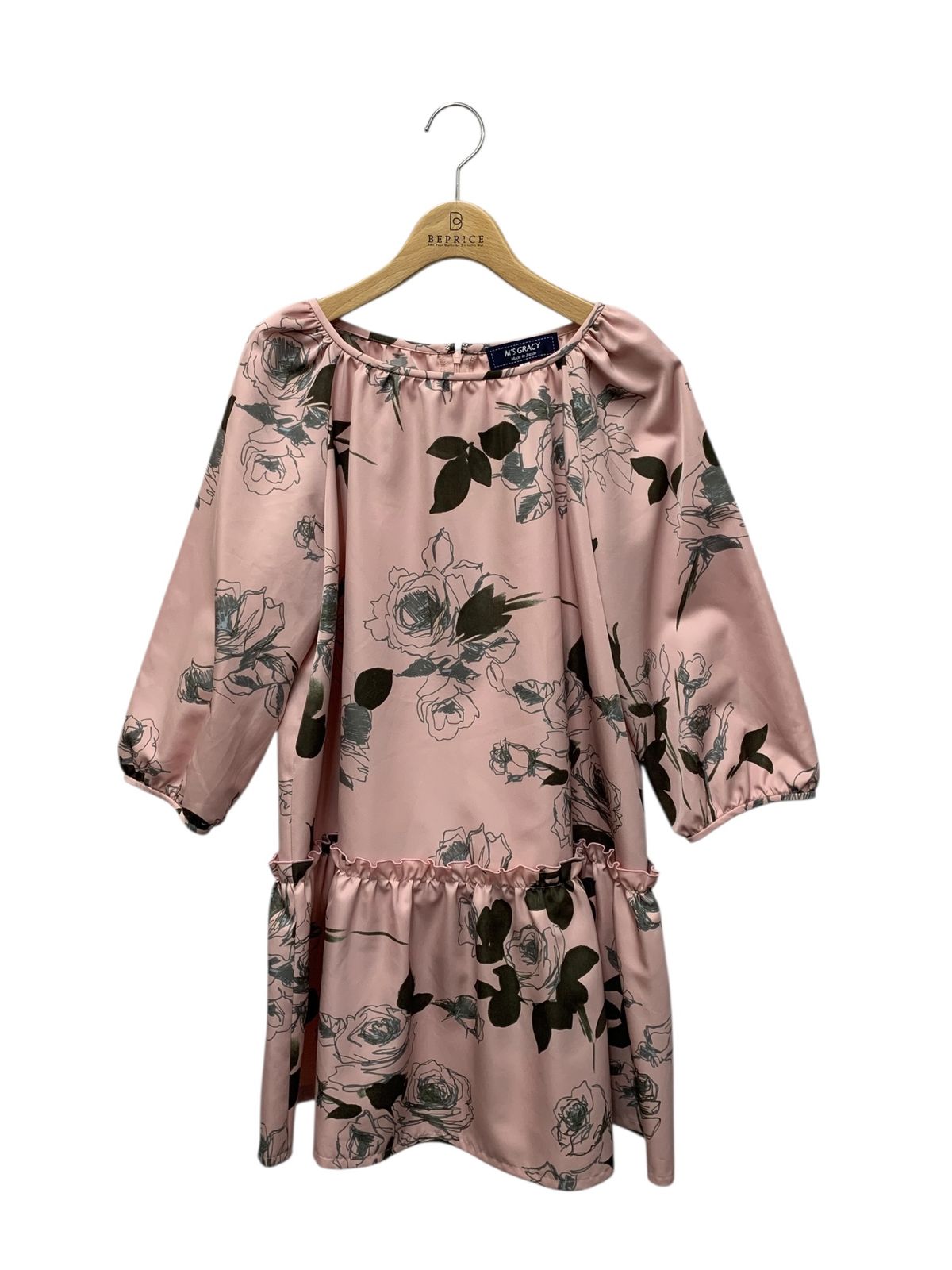 エムズグレイシー 410506 トップス 40 ピンク ローズプリント フリル ITEMS8C37TID