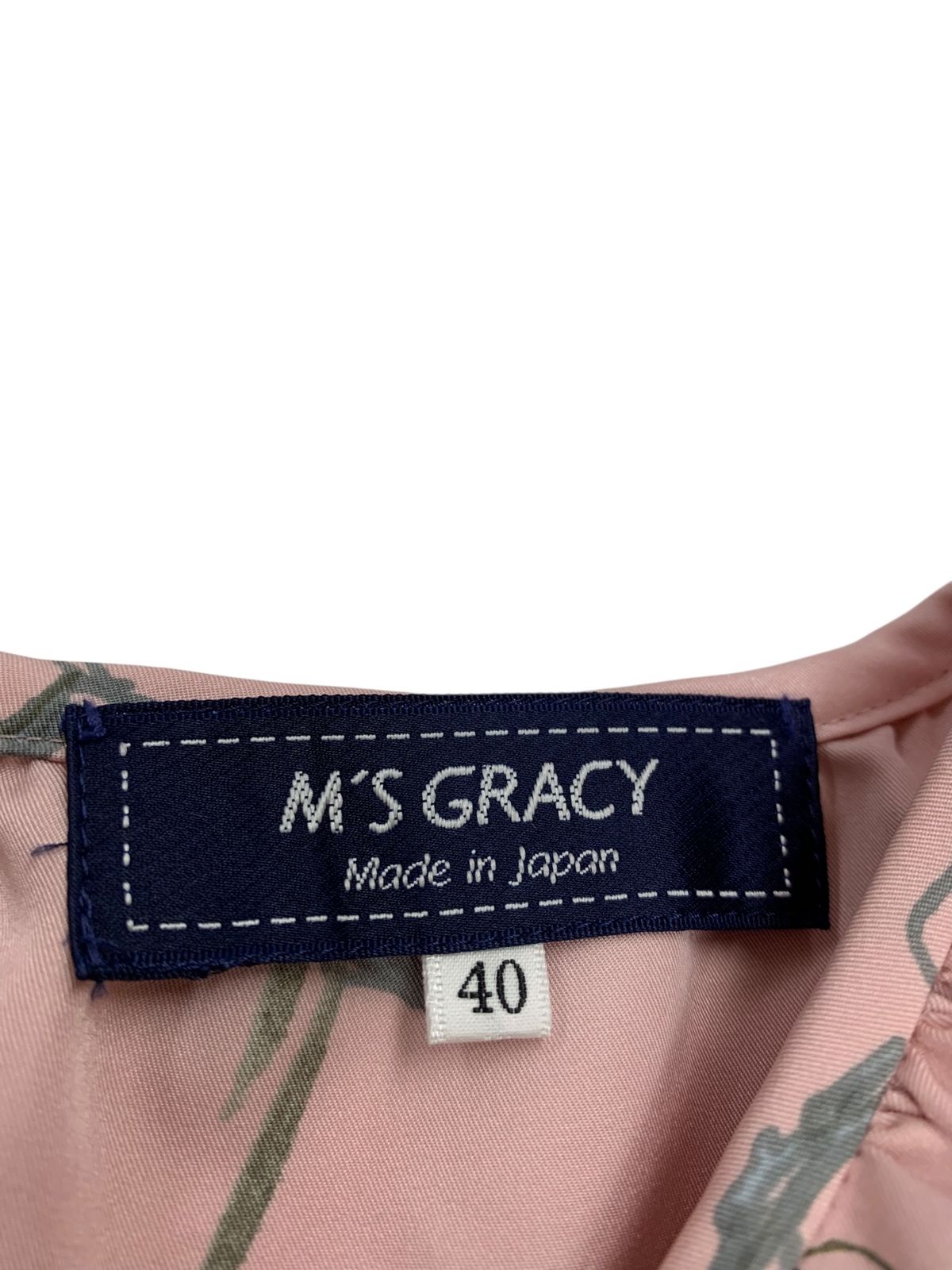  エムズグレイシー 410506 トップス 40 ピンク ローズプリント フリル 半袖 チュニック