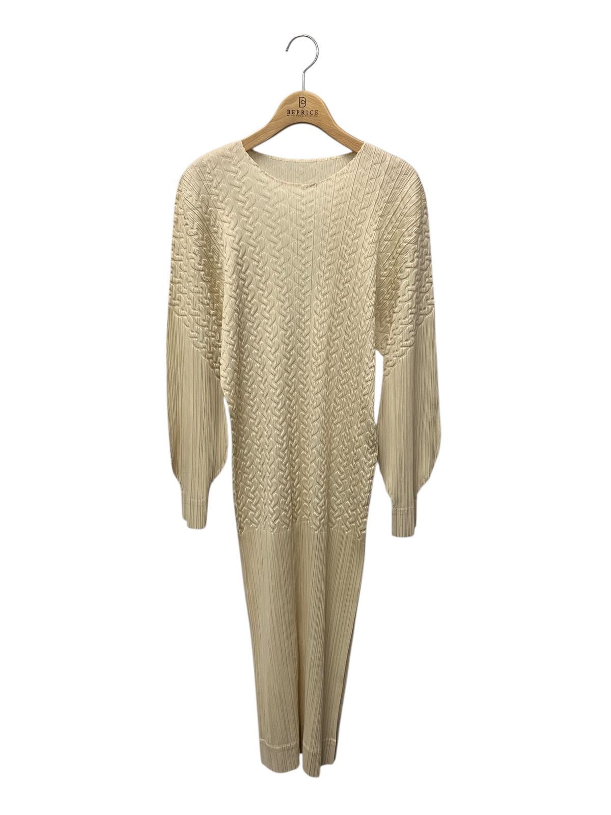 プリーツプリーズイッセイミヤケ PP23JH544 ワンピース 3 アイボリー 雪の結晶 エンボス加工 IT2ATC9EXILE