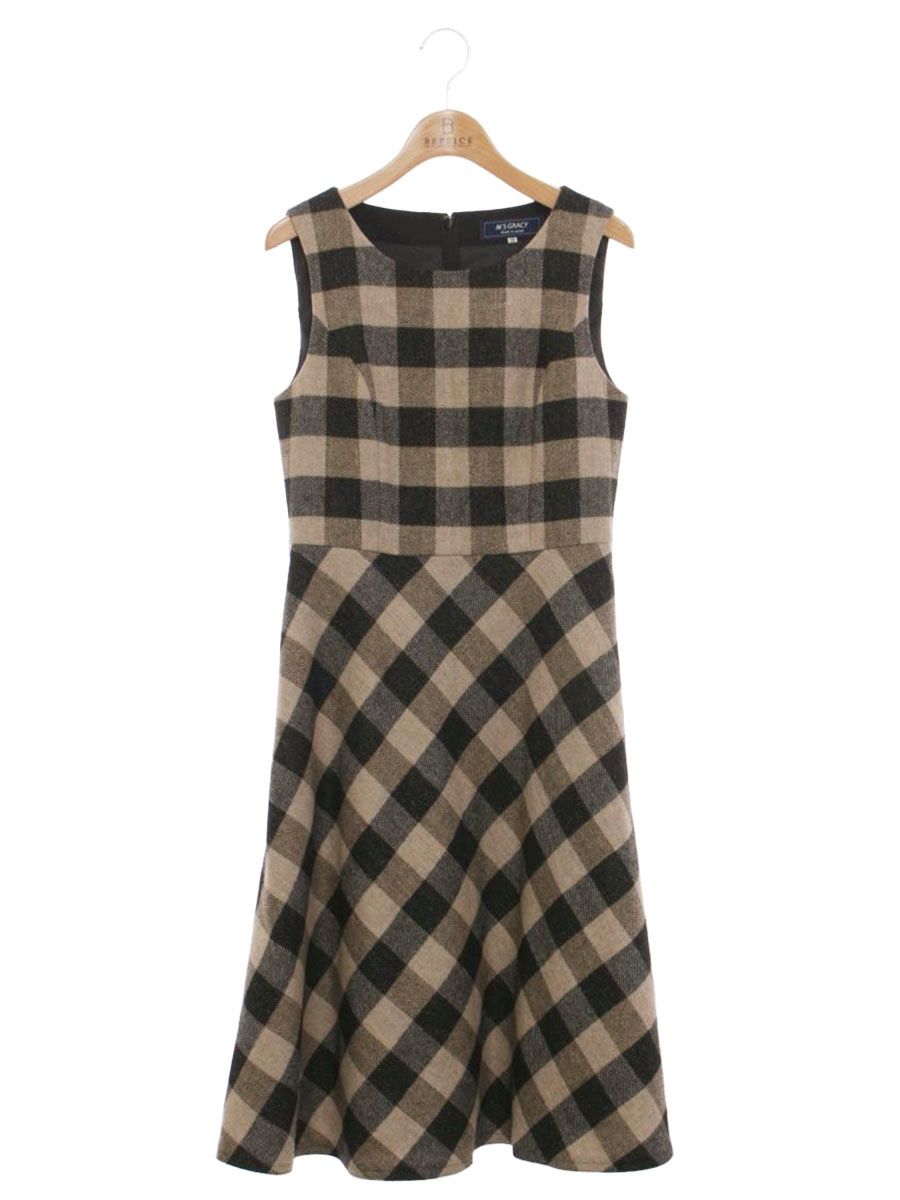 エムズグレイシー 211701 ワンピース 36 ブラウン クラシカルチェックジャンパースカート IT10ONUNP404