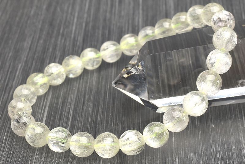 １点物 AAA透明 キャッツアイ効果 クンツァイト ヒデナイト 7 mm ブレスレット パワーストーン 天然石 _U 7904