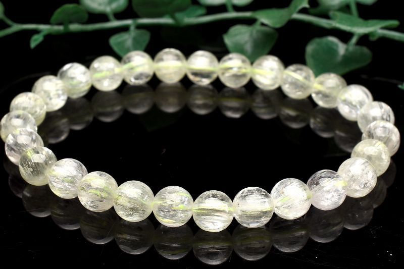  １点物 AAA透明 キャッツアイ効果 クンツァイト ヒデナイト 7 mm ブレスレット パワーストーン 天然石 _U 7906 ブレスレット バングル アクセサリー