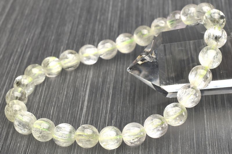 １点物 AAA透明 キャッツアイ効果 クンツァイト ヒデナイト 7 mm ブレスレット パワーストーン 天然石 _U 7906