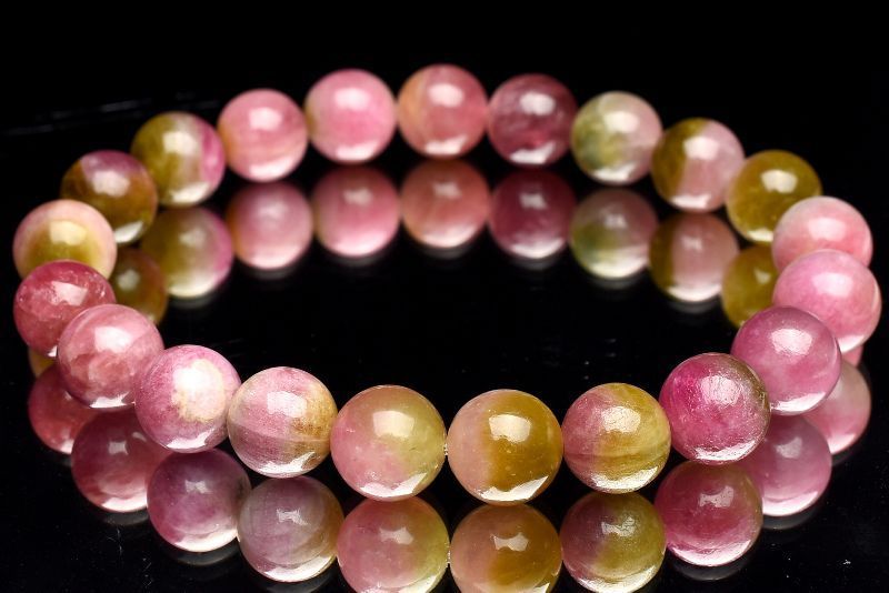 １点物 高品質 マルチ ウォーターメロントルマリン 9 mm ブレスレット パワーストーン 天然石 _U 7980