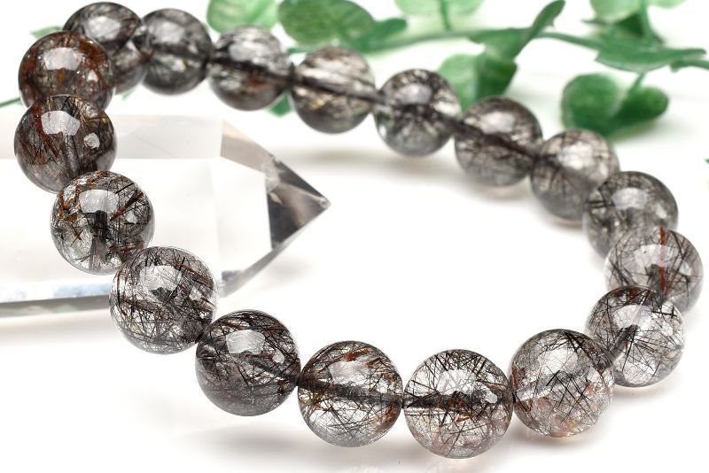 １点物 AA 高透明 ブラックトルマリンインクォーツ 11 mm ブレスレット パワーストーン 天然石 _U 7967